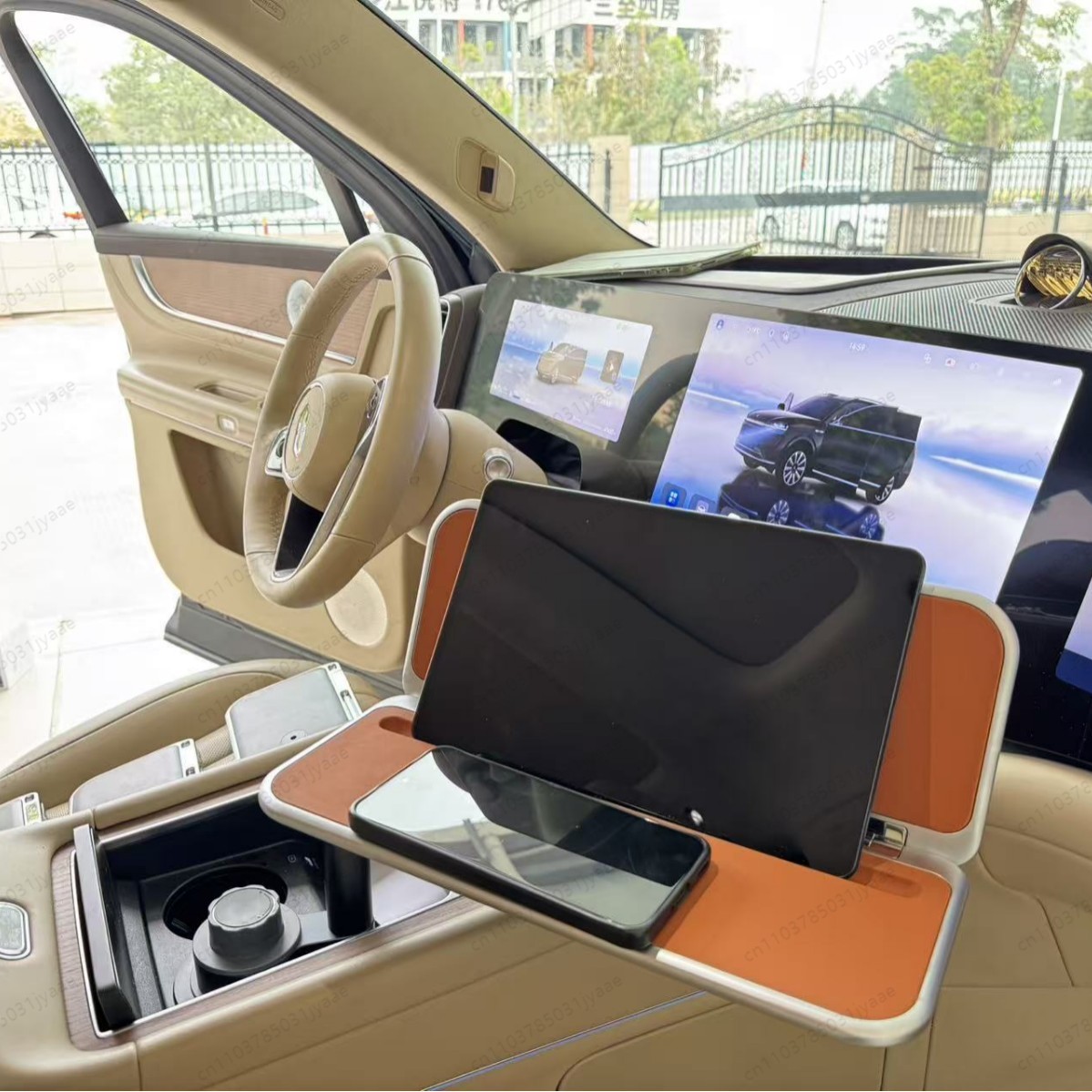Laptop Accessories Organizer - โต๊ะพับได้สำหรับรถยนต์, โต๊ะวางแล็ปท็อปแบบพกพาและที่วางโทรศัพท์สำหรับผู้ขับขี่เบาะหลัง