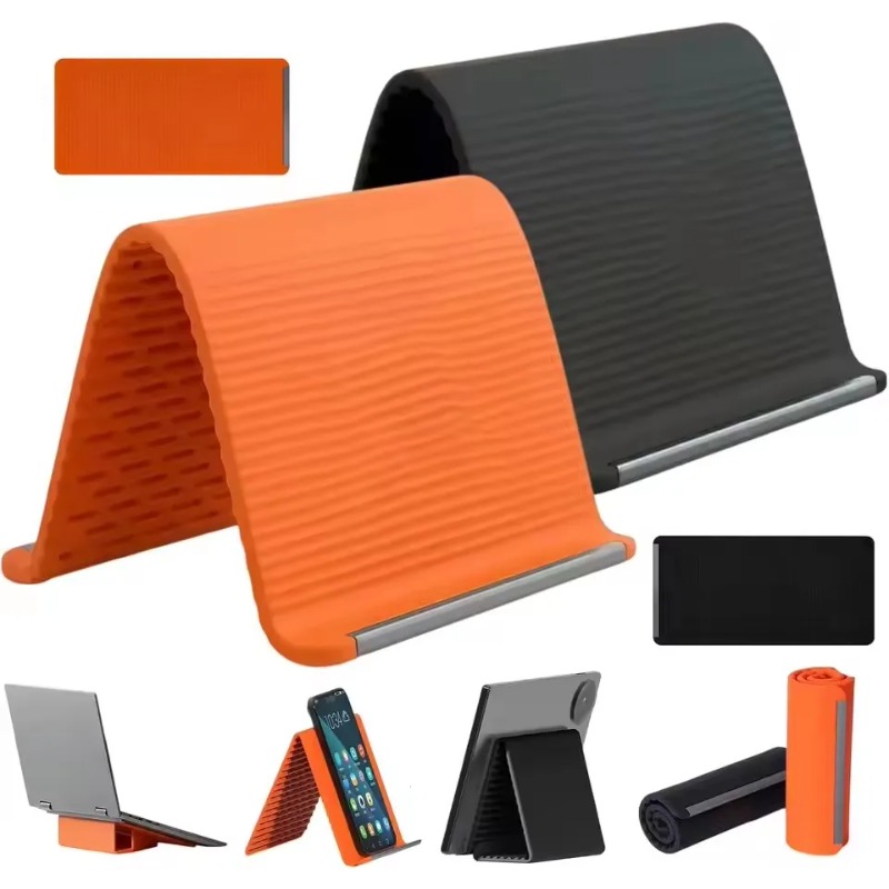 Laptop Related Accessories - ที่วางโทรศัพท์ซิลิโคนแบบพับได้ ปรับระดับได้หลายมุม พกพาสะดวก สำหรับ iPhone, iPad,