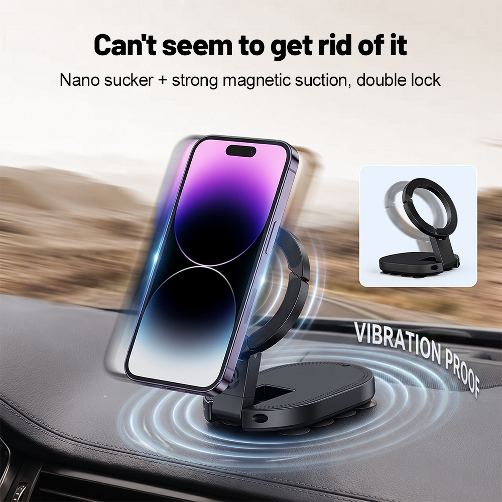 Laptop Related Accessories - 360 ° ที่วางโทรศัพท์แม่เหล็กแบบหมุนได้ 3-in-1 พร้อมถ้วยดูด ปรับมุมได้หลายทิศทาง