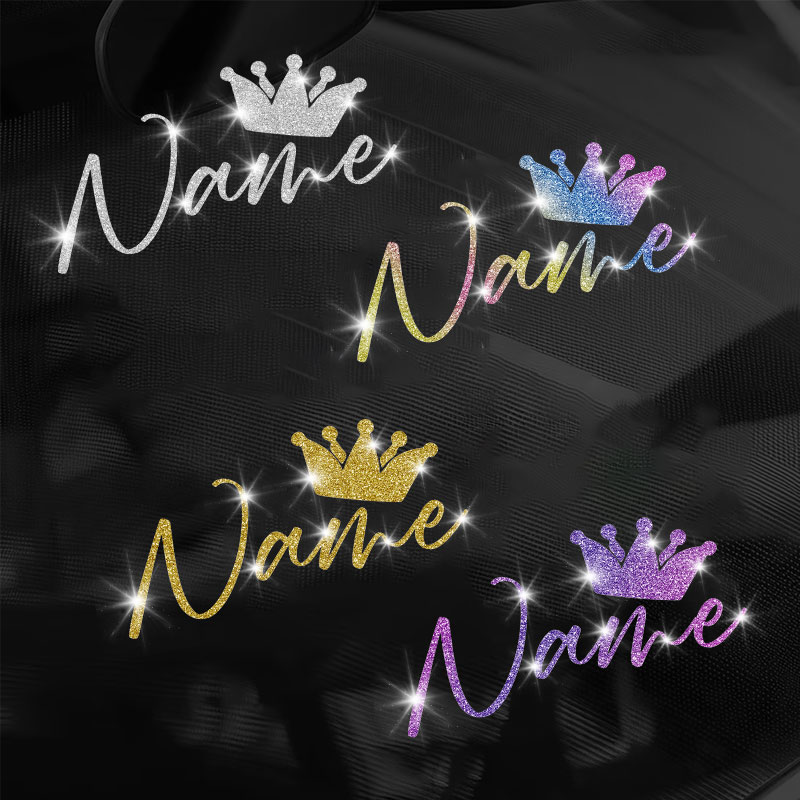 Laptop Accessories Name - สติกเกอร์มงกุฎกลิตเตอร์แบบกำหนดเอง 1 ชิ้น พร้อมสติกเกอร์ชื่อส่วนตัว กันน้ำ DIY