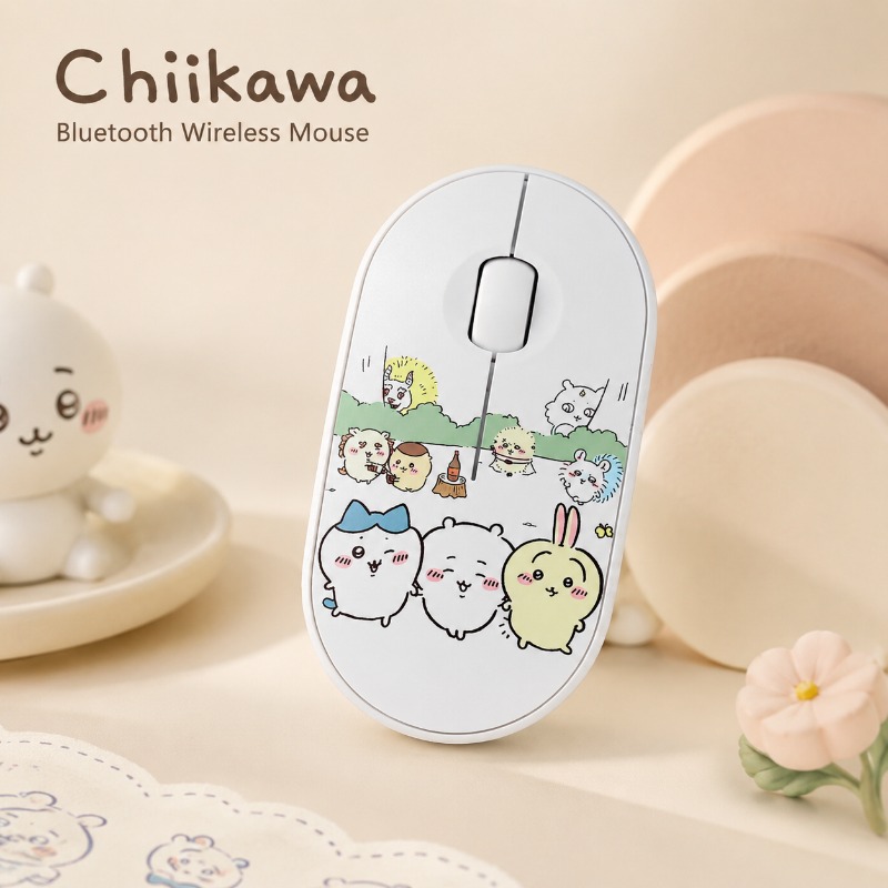 Laptop Accessories Cute - เมาส์ไร้สายบลูทูธชิคาว่าน่ารักเมาส์แล็ปท็อปแบบพกพาแบบเงียบแบบสองโหมดอายุการใช้งานแบตเตอรี่ยาวนาน จับถนัดมือ สำหรับโฮมออฟฟิศ