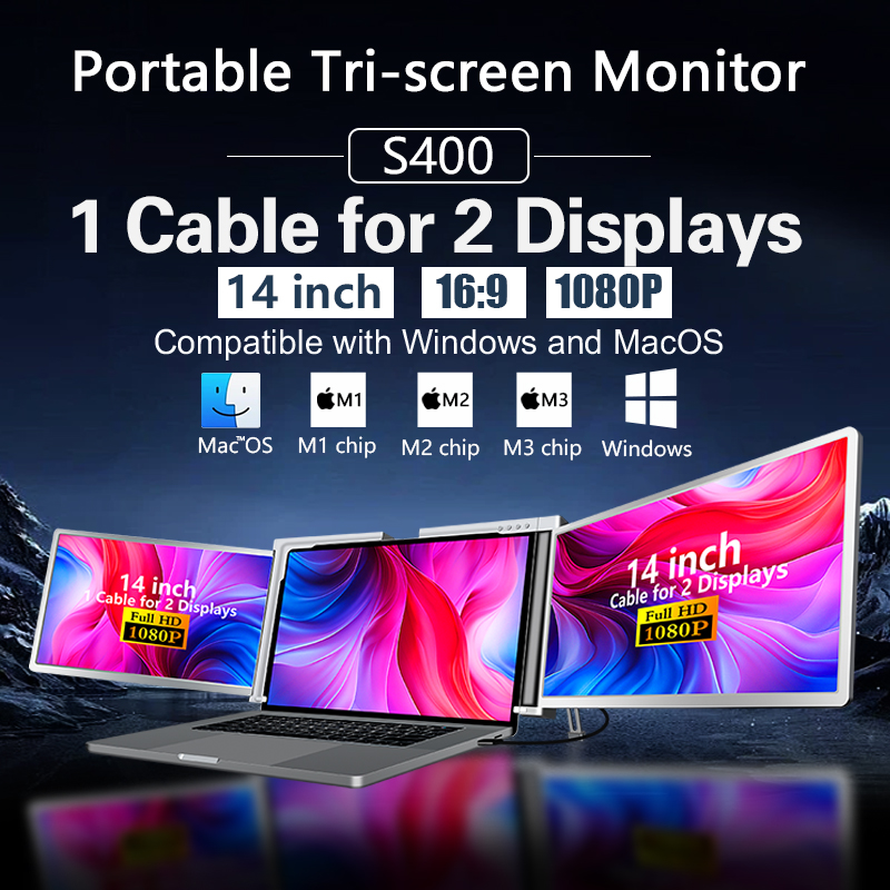 Monitor Portable Usb - แล็ปท็อปเกมมิ่งพกพาจอคู่ขนาด 14 นิ้ว 2 จอ IPS