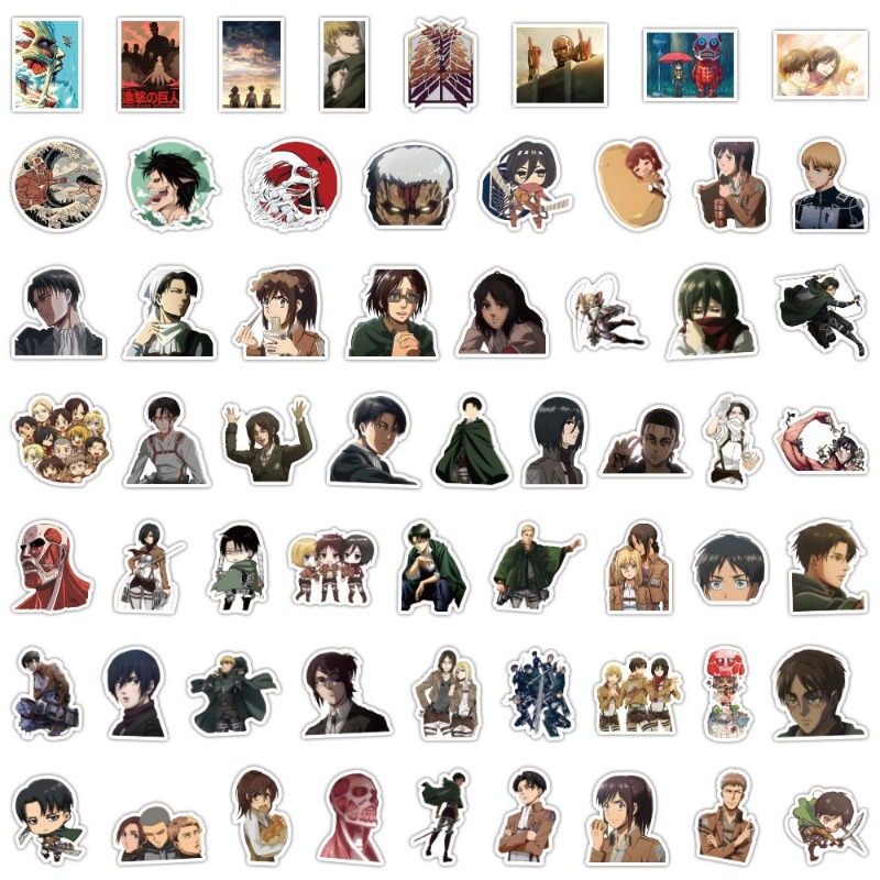 Laptop Accessories Cute - 60 ชิ้นสติกเกอร์อนิเมะ Attack on Titan น่ารักสวยงาม