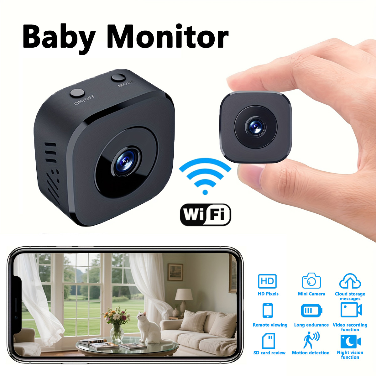 Monitor Portable Usb - 1080P HD Mini WiFi กล้องความปลอดภัยในร่มการเฝ้าระวังความปลอดภัย Baby