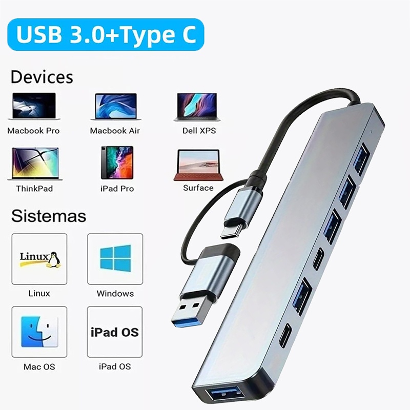ฮับ USB3.0 2 in 1 7 พอร์ต ชนิด - Laptop Accessories For Programmers บทวิจารณ์และราคา